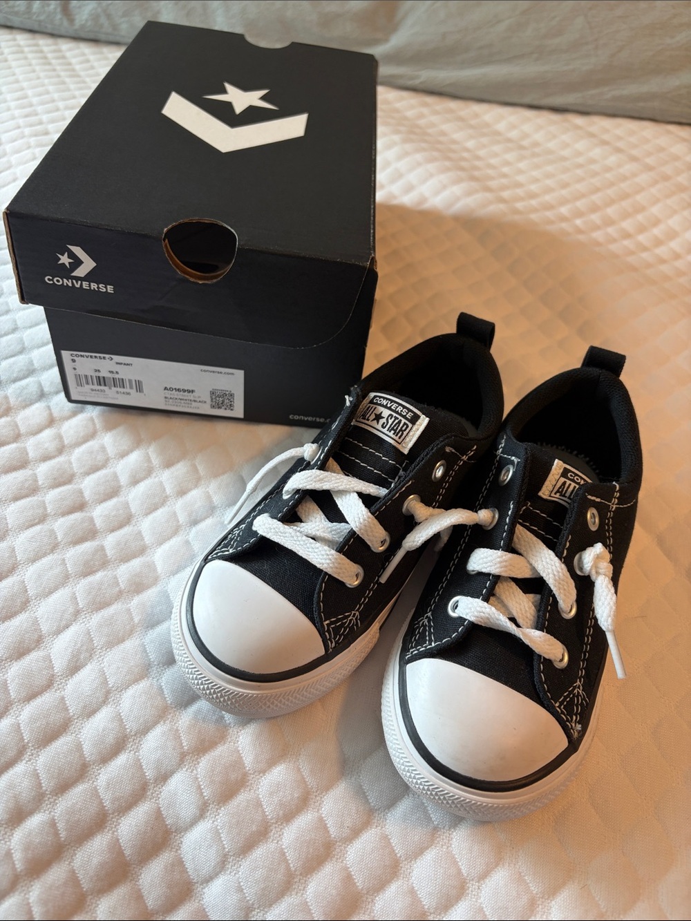 New Toddler Converse Black & White Sneakers Slip On